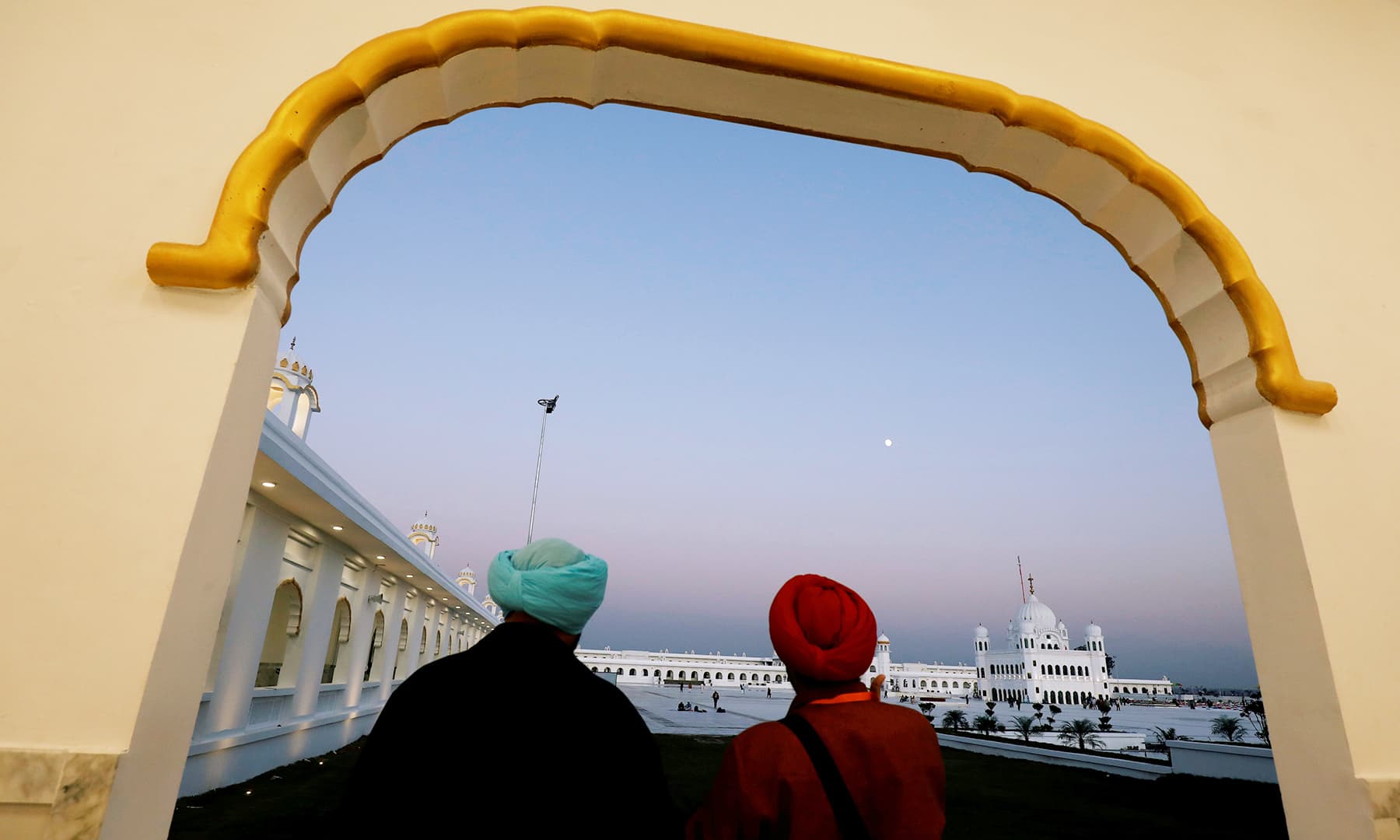 Sikh pilgrims visit Gurdwara Darbar Sahib in Kartarpur, Pakistan.