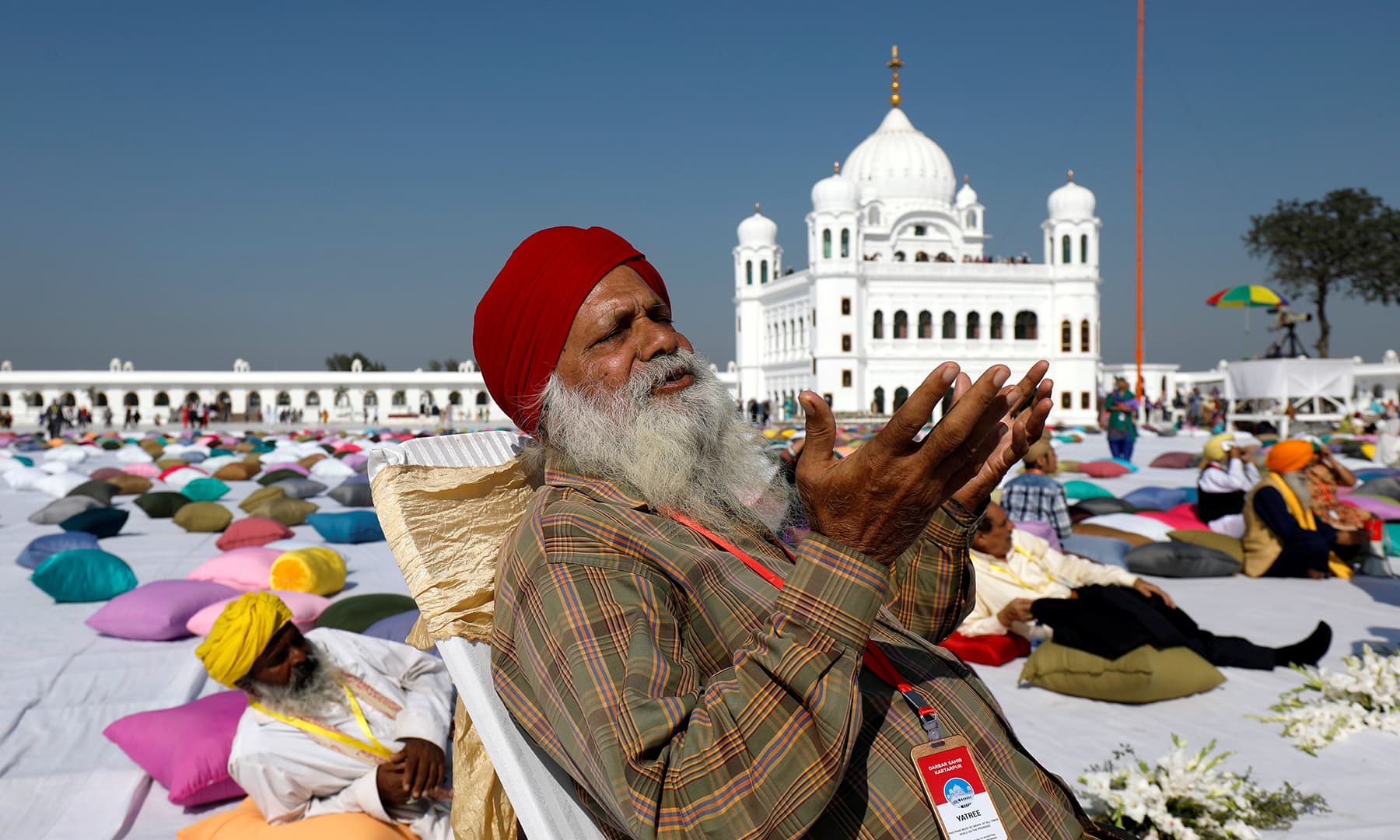 A Sikh pilgrim visits Gurdwara Darbar Sahib in Kartarpur, Pakistan.